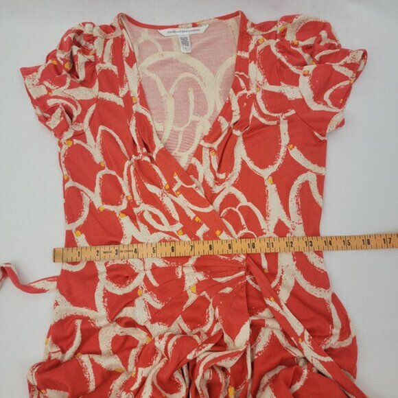 Diane von Furstenberg Womens 6 Dress Wrap Orange ANTONIO Silk Knee Length DVF - Picture 12 of 15